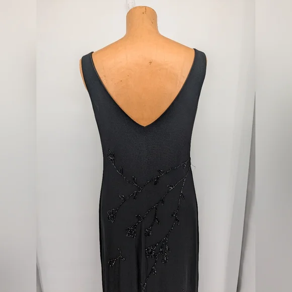 Vintage Y2K Stenay Mesh Beaded Black Evening Dress Size Large Cocktail Formal - Picture 6 of 14